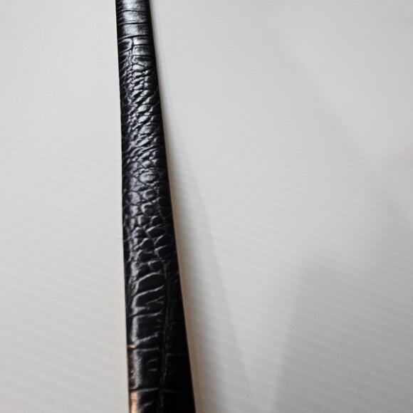 Lauren Ralph Lauren Black Croc-Embossed Leather Belt Silver RL Logo - Size M
